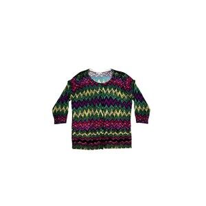 Joseph A. Women's Colorful Blouse Light Weight Knit Top SZ XL Neon Chevron Print